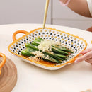 Axyaa Japanese Square Plates with Double Ears, Microwave and Oven-Safe, Set of 2