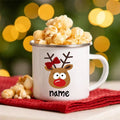 Personalized Deer Christmas Enamel Cups Custom Name Hot Cocoa Sibling Mug Axyaa