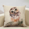 Axyaa Owl Linen Cushion Cover 45x45cm - Elegant Sofa Pillowcase for Any Occasion