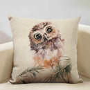 Axyaa Owl Linen Cushion Cover 45x45cm - Elegant Sofa Pillowcase for Any Occasion