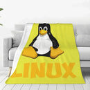 Axyaa Linux Tux Penguin Logo Fleece Throw Blanket for Programmer Geek Nerd Home Decor.
