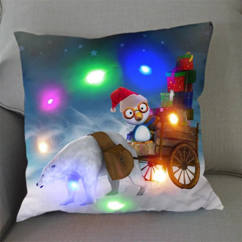 Axyaa Santa Claus LED Light Pillowcase 45X45cm