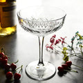 Axyaa Engraved Gold Rim Coupe Martini Glass Cup Cocktail Goblet
