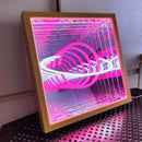Axyaa 3D Star Tunnel Mirror Neon Light with Wooden Frame and USB Power