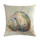 Axyaa Marine Life Linen Pillowcase: Fashion Conch Starfish Shell Sofa Decor Cover