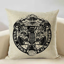 Axyaa Motorcycle Pattern Cushion Cover 45x45cm - Black and White Design
