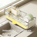 Axyaa Dish Drying Rack with Drainboard - Rust-proof Countertop Organizer