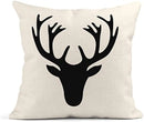 Axyaa Deer Head Silhouette Linen Pillowcase 40X40cm Home Décor
