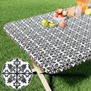 Axyaa Elastic Fitted Vinyl Tablecloth for Outdoor Dining & Picnics