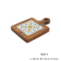 Axyaa Wooden Vintage Tile Pot Mat: Insulation & Heat Resistant Dining Table Mat.