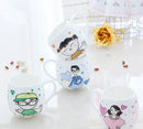 Axyaa Ceramic Espresso Tilt Tea Cup, Creative Coffee Mug, Thermos Tumbler, Boy Girl Design