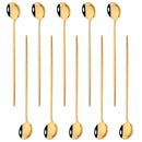Axyaa Long Handle Mirror Ice Spoon Set - 10Pcs Stainless Steel Flatware & Bar Tools