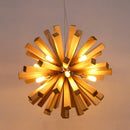 Axyaa Dandelion Wood Pendant Light: Wabi Sabi Chandelier for Home Decor