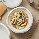 Axyaa Rock Pattern Ceramic Salad Bowl Set - Double-Layer Thick Soup & Pasta Bowls