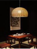 Axyaa Bamboo Rattan Chandelier: Simple New Chinese Style Handmade LED Pendant Light