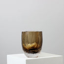 Axyaa Brown Glazed Hammer Cut Glass Vase - Handcrafted Decorative Ornament