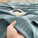 Axyaa Waffle Cotton Throw Blanket for Bed & Sofa - Soft & Breathable Summer Plaid Blanket