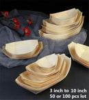Axya Bamboo Sushi Boat Set - 100pcs Snack Bowl Tray Plate