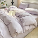 Axyaa Solid Color Cotton 4-Piece Set: Mattress, Bed Sheet, Quilt Cover - Super Soft