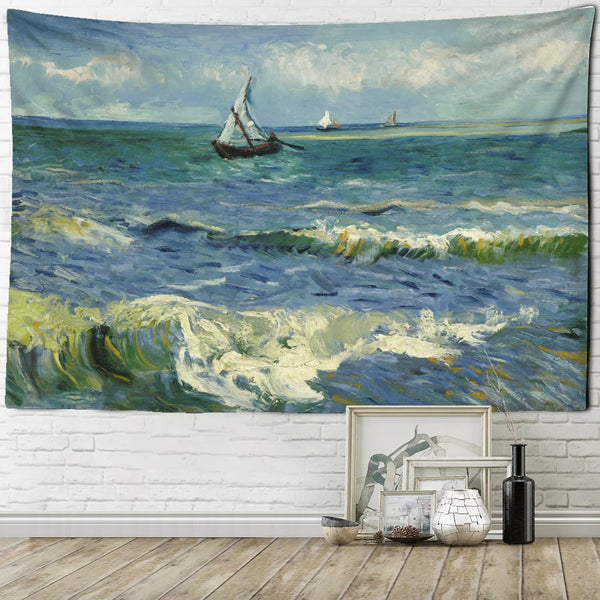 Axyaa Wheat Field Cypress Tapestry Van Gogh Scene Wall Decoration
