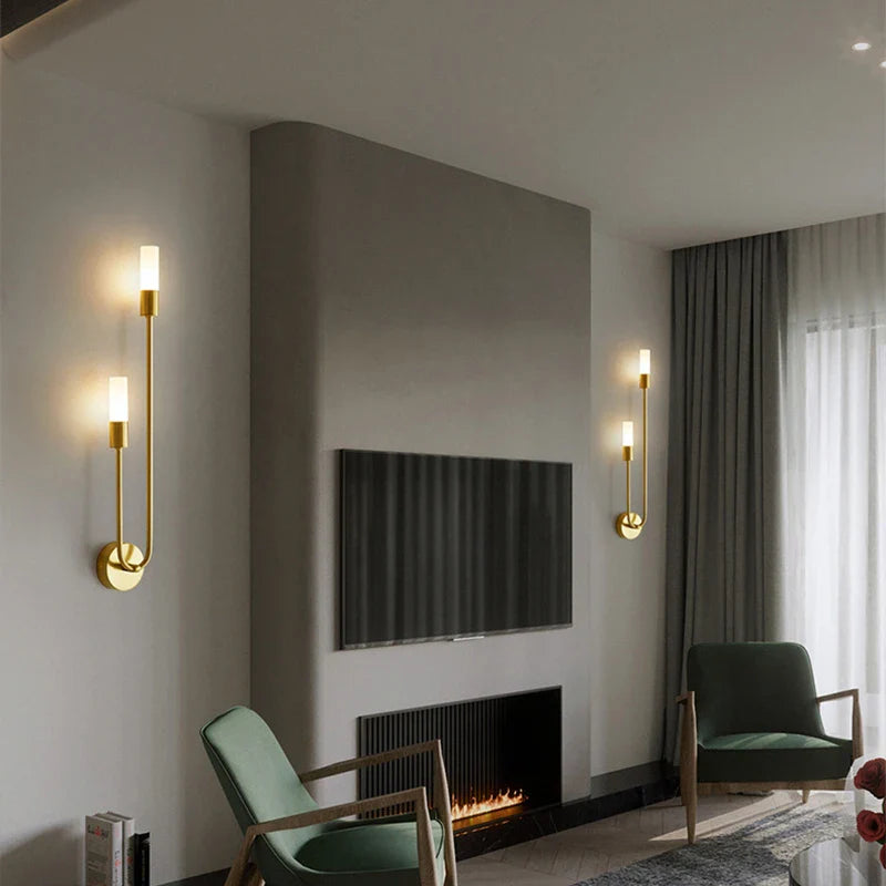 Axyaa Modern Minimalist Wall Sconces, Gold Black Indoor G9 Candle Lamps for Bedroom, Stairway, Balcony