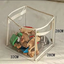 Axyaa Foldable Toy Storage Basket: Transparent, Large Capacity for Kids' Toys, Clothes, and Books