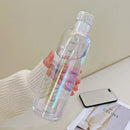 Axyaa 500ml Glass Water Bottle with PU Cup Holder and Time Marker