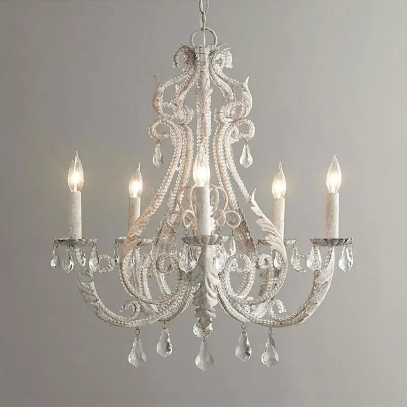 Axyaa Retro Iron Crystal Chandelier for Living Room Bedroom Dining Room