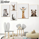 Axyaa Baby Animals Poster: Lion Tiger Hippo Giraffe Elephant Zebra Wall Art