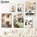 Nordic Village Wall Art Canvas Painting Motorcycle Car Bike Palm Leaf Home Decor Axyaa