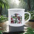 Axyaa Christmas Enamel Mugs, Santa Snowman Reindeer Design, Festive Xmas Party Cup