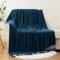 Axyaa Chenille Throw Blanket Fringe Tassels Soft Cozy Knit Sofa Christmas Decor