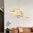 Axyaa Gold Irregular Shape LED Pendant Lights - Dimmable Steel Chandelier for Modern Living Room