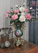 Axyaa European Resin Vase with Dried Flowers for Home Decor
