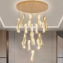 Axyaa Crystal Chandelier Stair Pendant Lamp Living Room Interior Lighting