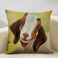 Axyaa Cattle and Sheep Cushion Cover for Home Decor - 45x45cm Linen Pillow