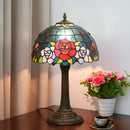 Axyaa Stained Glass Rose Table Lamp Vintage Desk Light Mediterranean Style