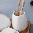 Axya Ceramic Bathroom Set: Dispenser, Toothbrush Holder, Tumbler, Soap Dish - Bathroom Products
