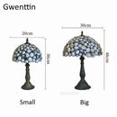 Axyaa Tiffany Shell Table Light Vintage Mediterranean Stain Glass Desk Lamp