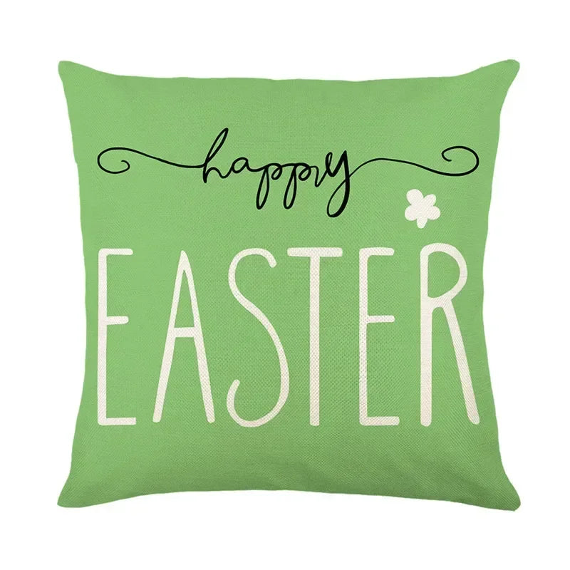 Easter Bunny Eggs Pillowcase 45x45cm Linen Pillow Covers, Axyaa Home Decor Brand