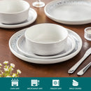 Axyaa Snow Stoneware Dinner Set 18/36 Pieces, Reactive Glaze Plates and Bowls