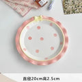 Axyaa Pink Tender Dessert Bow Plate Deep Fruit Household Tableware