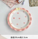 Axyaa Pink Tender Dessert Bow Plate Deep Fruit Household Tableware