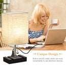 Axyaa Pull Chain Bedside Lamp with 2 Phone Stands and AC Outlet