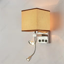 Axyaa LED Fabric Lampshade Wall Light with USB Charging Port, Adjustable Spotlight
