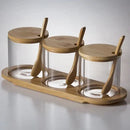 Axyaa Glass Spice Jars Set with Bamboo Lid and Spoon