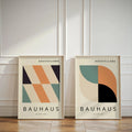 Axyaa Black & Orange Bauhaus Canvas Prints Geometric Wall Art Posters, Mid-century Modern.