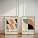 Axyaa Black & Orange Bauhaus Canvas Prints Geometric Wall Art Posters, Mid-century Modern.