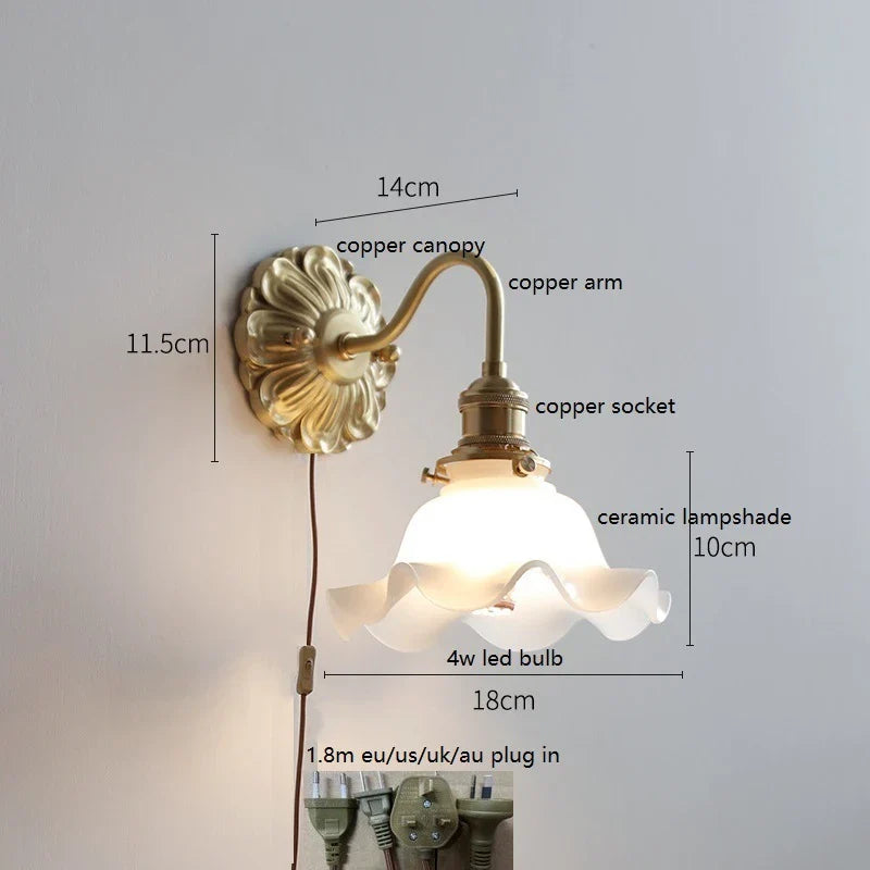 Axyaa Clear Glass LED Wall Sconce, Up Down Bedroom Mirror Light