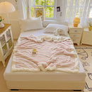 Axyaa Striped Milk Fleece Double Blanket: Warm & Thick Coral Fleece Nap Blanket